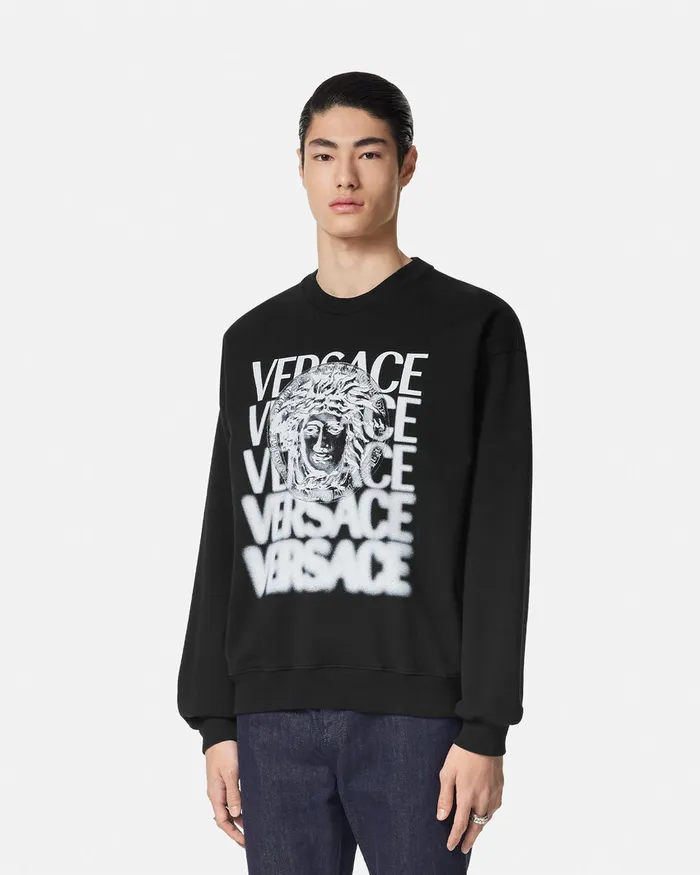 Sweatshirts Men Versace Medusa Medallion Sweatshirt Blackprint
