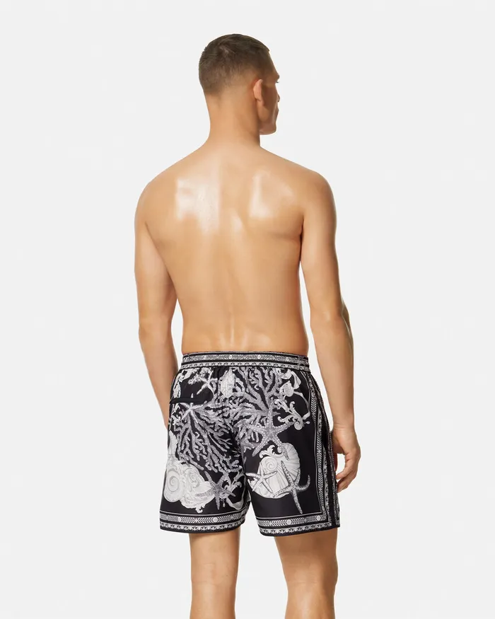 Swimwear Men Versace Barocco Reversible Boardshorts Blackprint