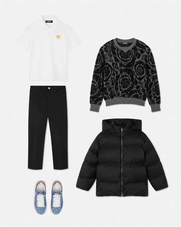 Tshirts and Polos Kids Versace Embroidered Medusa Polo Shirt Whiteprint