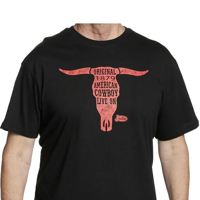 TShirts and Polos Men Justin Boots Cowboy Live On Tee Black