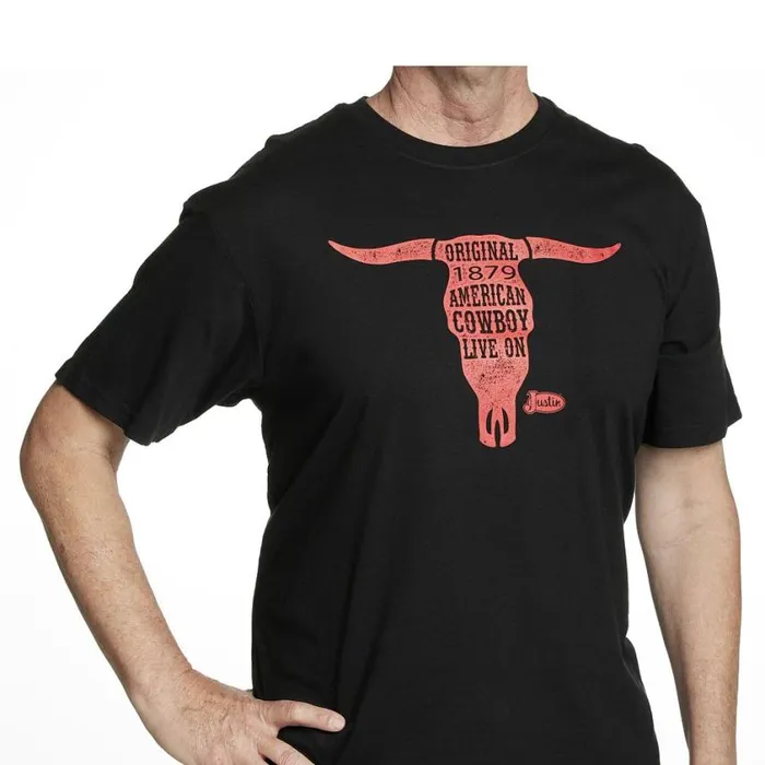 TShirts and Polos Men Justin Boots Cowboy Live On Tee Black