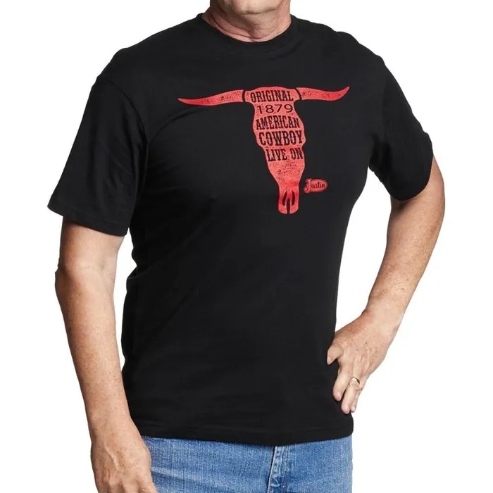 TShirts and Polos Men Justin Boots Cowboy Live On Tee Black