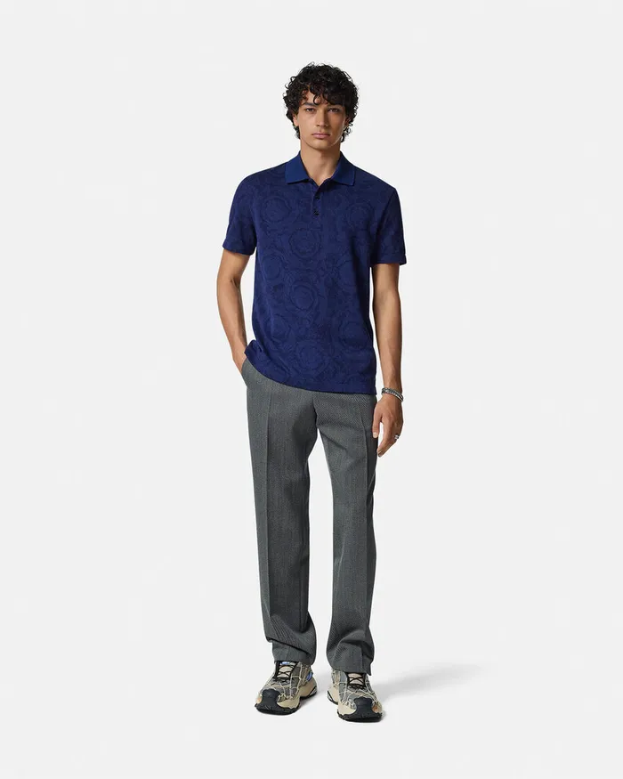 TShirts and Polos Men Versace Barocco Polo Shirt Blue