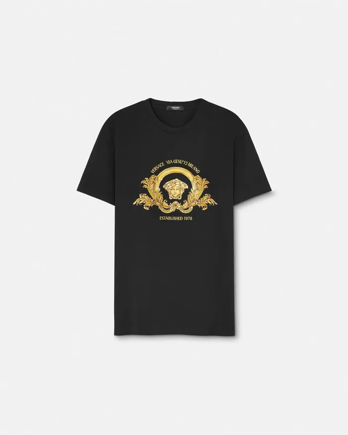 TShirts and Polos Men Versace Embroidered Coupe Blason TShirt Black