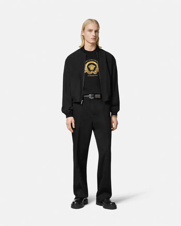 TShirts and Polos Men Versace Embroidered Coupe Blason TShirt Black