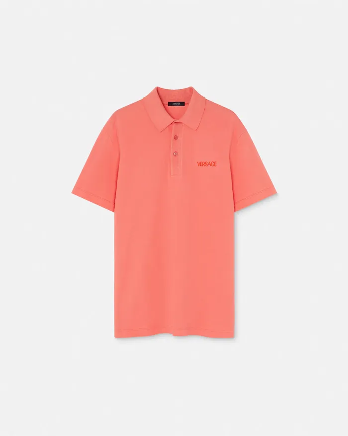 TShirts and Polos Men Versace Embroidered Logo Polo Shirt Coral