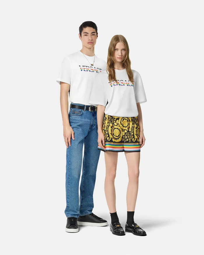TShirts and Sweatshirts WomenMen Versace Pride Barocco Logo TShirt Whiteprint