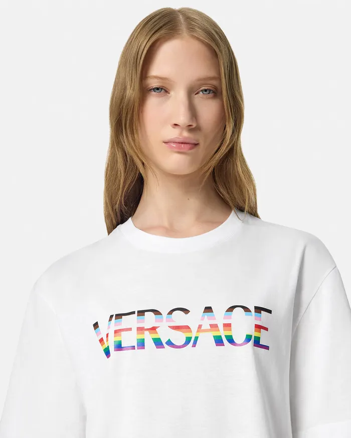 TShirts and Sweatshirts WomenMen Versace Pride Barocco Logo TShirt Whiteprint