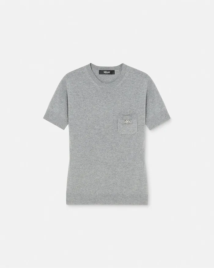 TShirts and Sweatshirts Women Versace CashmereBlend Knit Top Gray