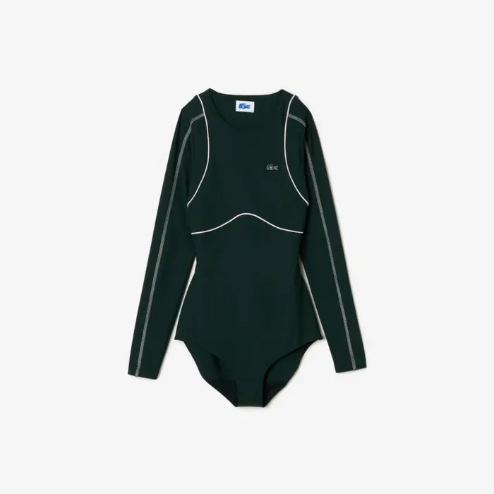 TShirts and Tops Women Lacoste Lacoste X EleVen By Venus Long Sleeve Bodysuit Dark Green Hce