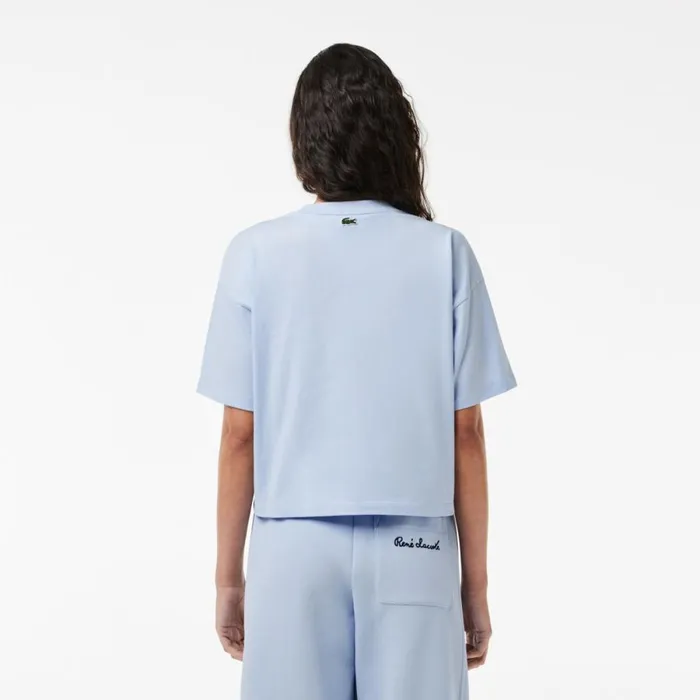 TShirts and Tops Women Lacoste Women039s Relaxed Fit Text Print TShirt Phoenix Blue J2g