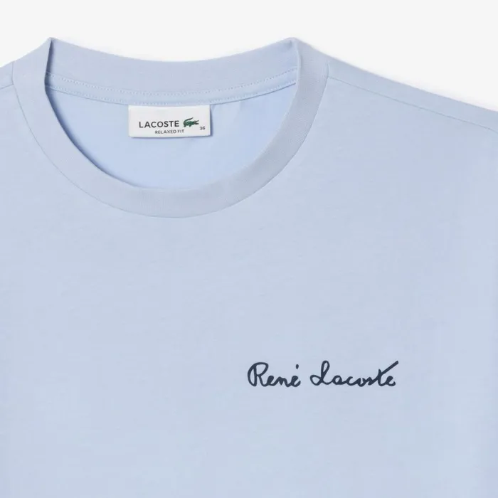TShirts and Tops Women Lacoste Women039s Relaxed Fit Text Print TShirt Phoenix Blue J2g