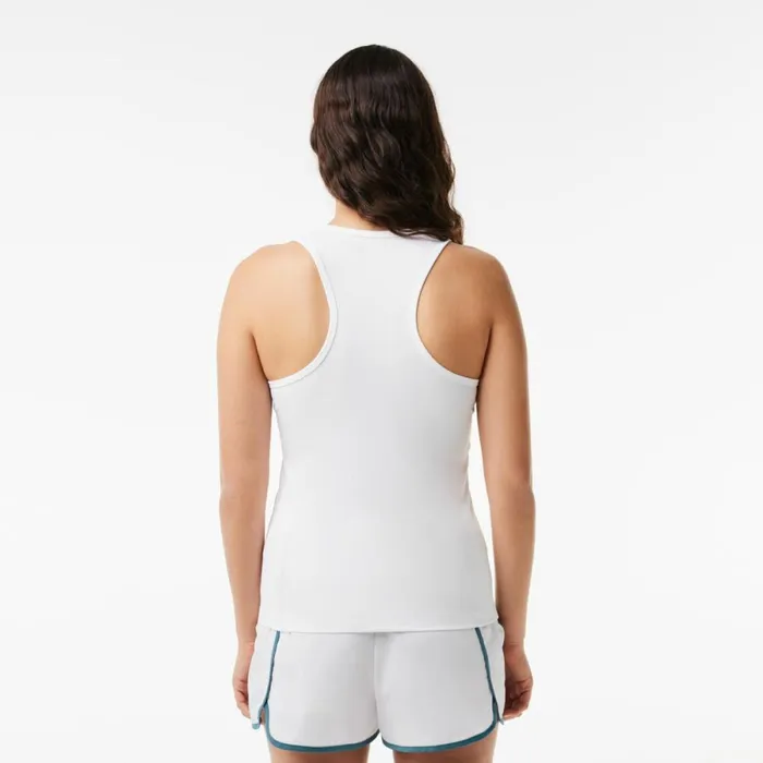 TShirts and Tops Women Lacoste Womens Sport Slim Fit Ribbed Tank White 001