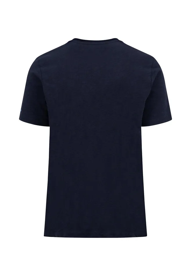 Tshirts Men FYNCHHATTON CasualFit SlubJersey Tshirt Offwhitenavyorient Redcrystal Blue