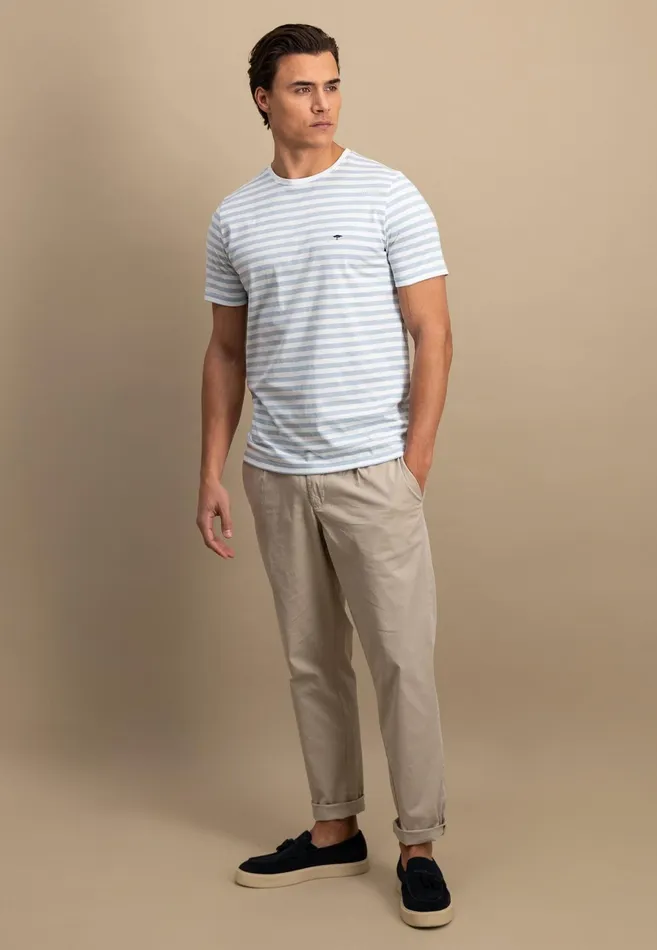 Tshirts Men FYNCHHATTON Tshirt In Strip Look And Logodail Summer Breezenavyturf Green