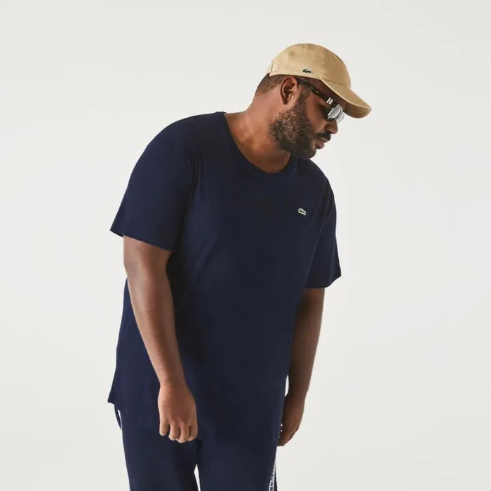 TShirts Men Lacoste Men039s Big Fit Crew Neck Cotton Jersey TShirt Navy Blue 166