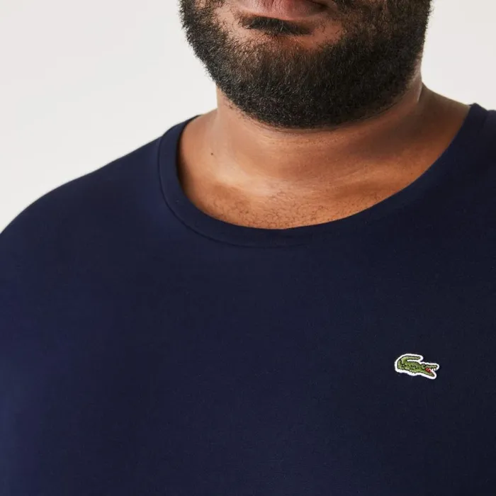 TShirts Men Lacoste Men039s Big Fit Crew Neck Cotton Jersey TShirt Navy Blue 166