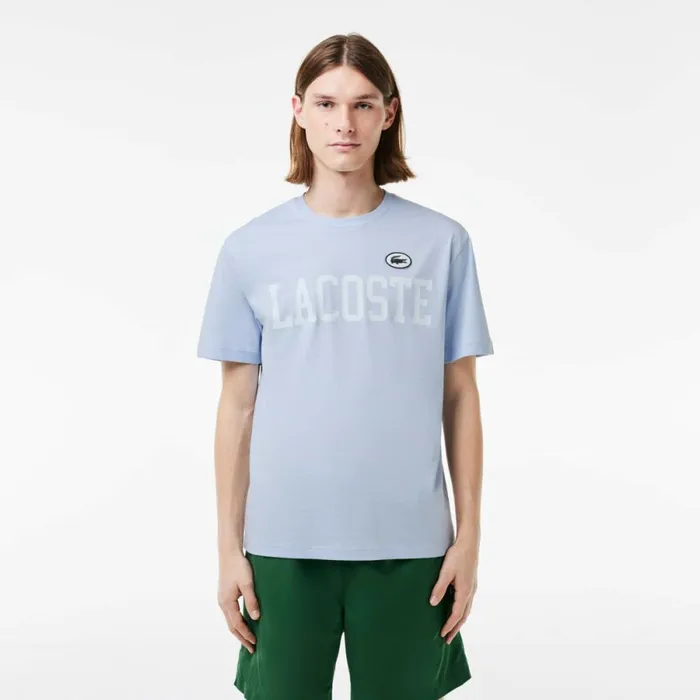TShirts Men Lacoste Men039s Cotton Contrast Print and Badge TShirt Phoenix Blue J2g