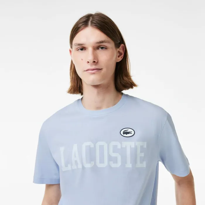 TShirts Men Lacoste Men039s Cotton Contrast Print and Badge TShirt Phoenix Blue J2g