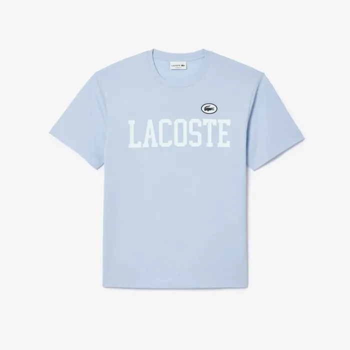 TShirts Men Lacoste Men039s Cotton Contrast Print and Badge TShirt Phoenix Blue J2g