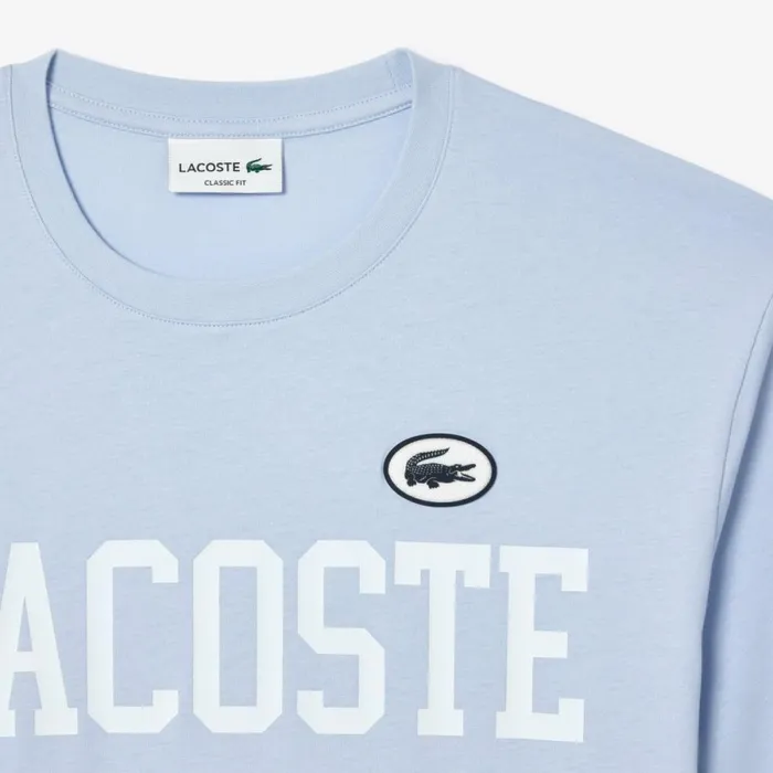 TShirts Men Lacoste Men039s Cotton Contrast Print and Badge TShirt Phoenix Blue J2g