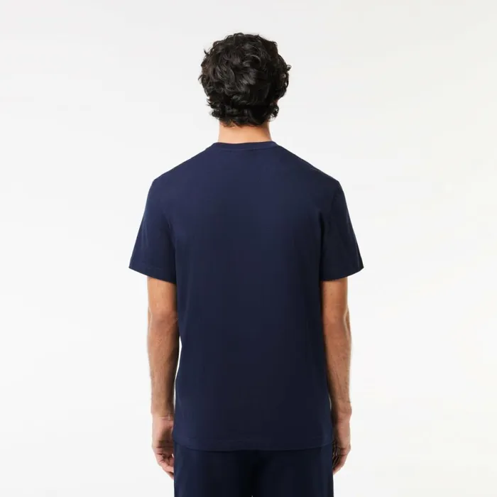 TShirts Men Lacoste Men039s Cotton Jersey Signature Print TShirt Navy Blue 166