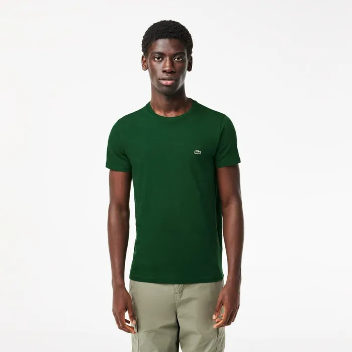 TShirts Men Lacoste Men039s Crew Neck Pima Cotton Jersey TShirt Pine Green 132