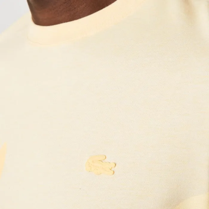 TShirts Men Lacoste Men039s Crocodile Print Crew Neck Stretch Organic Cotton TShirt Yellow Hbz