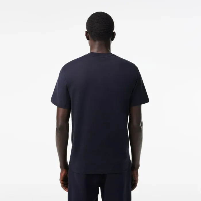 TShirts Men Lacoste Men039s Heavy Cotton Tennis Ball Print TShirt Abysm Blue Hde