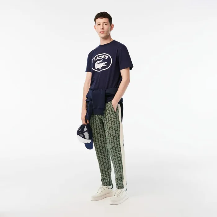 TShirts Men Lacoste Men039s Relaxed Fit Branded Cotton TShirt Navy Blue White Hhw