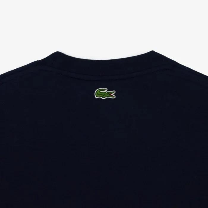 TShirts Men Lacoste Men039s Relaxed Fit Branded Cotton TShirt Navy Blue White Hhw
