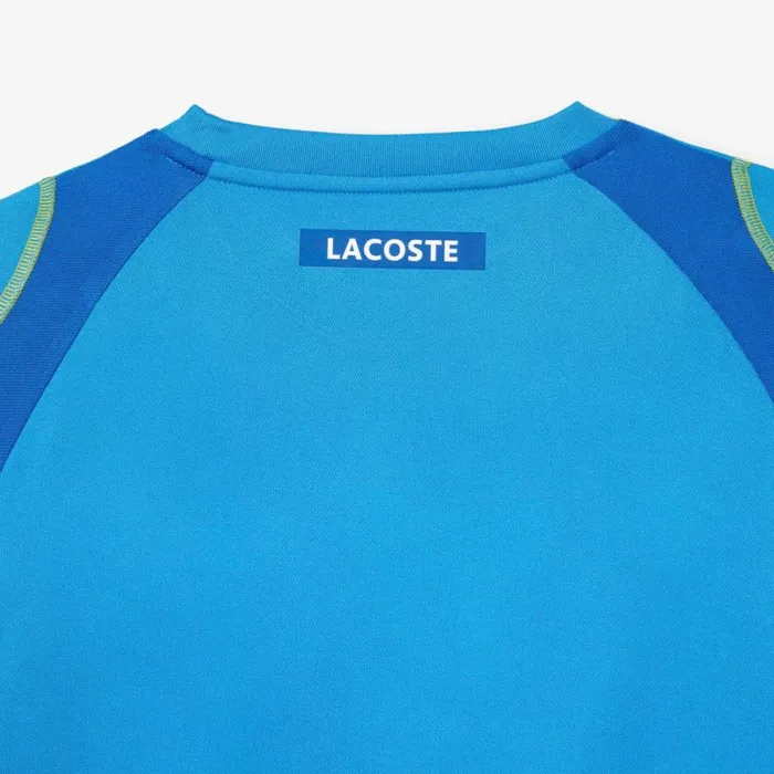 TShirts Men Lacoste Mens AbrasionResistant Tennis TShirt Blue Yellow Cdd