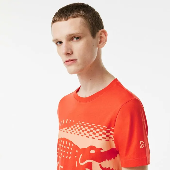 TShirts Men Lacoste Mens Lacoste Tennis X Novak Djokovic TShirt Orange 02k