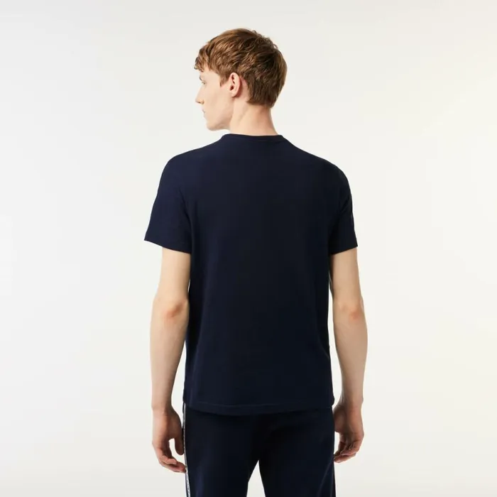 TShirts Men Lacoste Mens Regular Fit Logo Stripe TShirt Navy Blue 166
