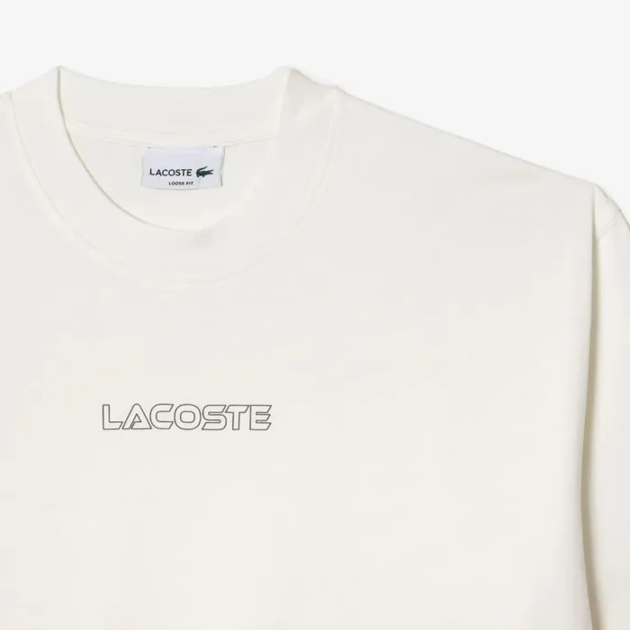 TShirts MenWomen Lacoste Unisex Loose Fit Cotton Jersey TShirt White S2i