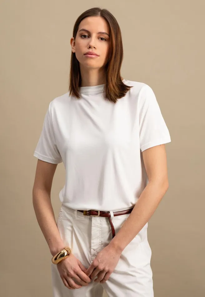 Tshirts Women FYNCHHATTON Image Is Missing Uniformed Tshirt With A Round Neckline Milkfresh Roseblack