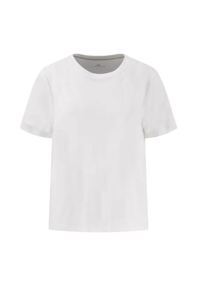 Tshirts Women FYNCHHATTON Tshirt CasualFit With A Circular Neckline pictures Are Missing Milkneon Papaya