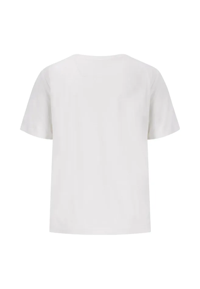 Tshirts Women FYNCHHATTON Tshirt CasualFit With A Circular Neckline pictures Are Missing Milkneon Papaya