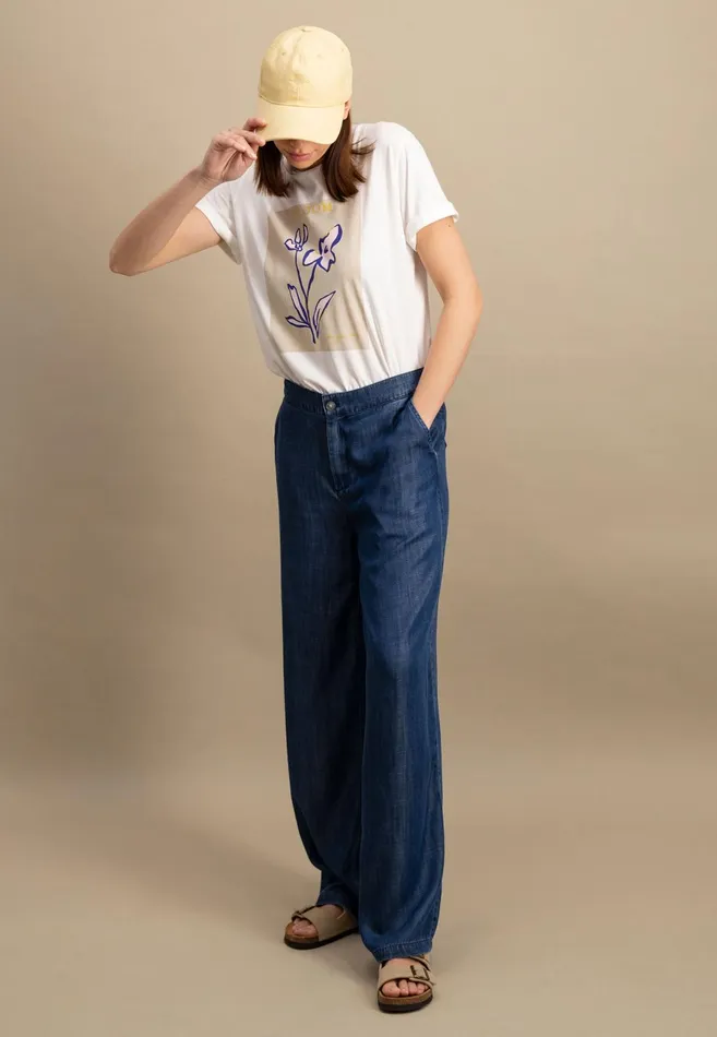 Tshirts Women FYNCHHATTON Tshirt Made Of Modal Cotton Mix And Floral Print White