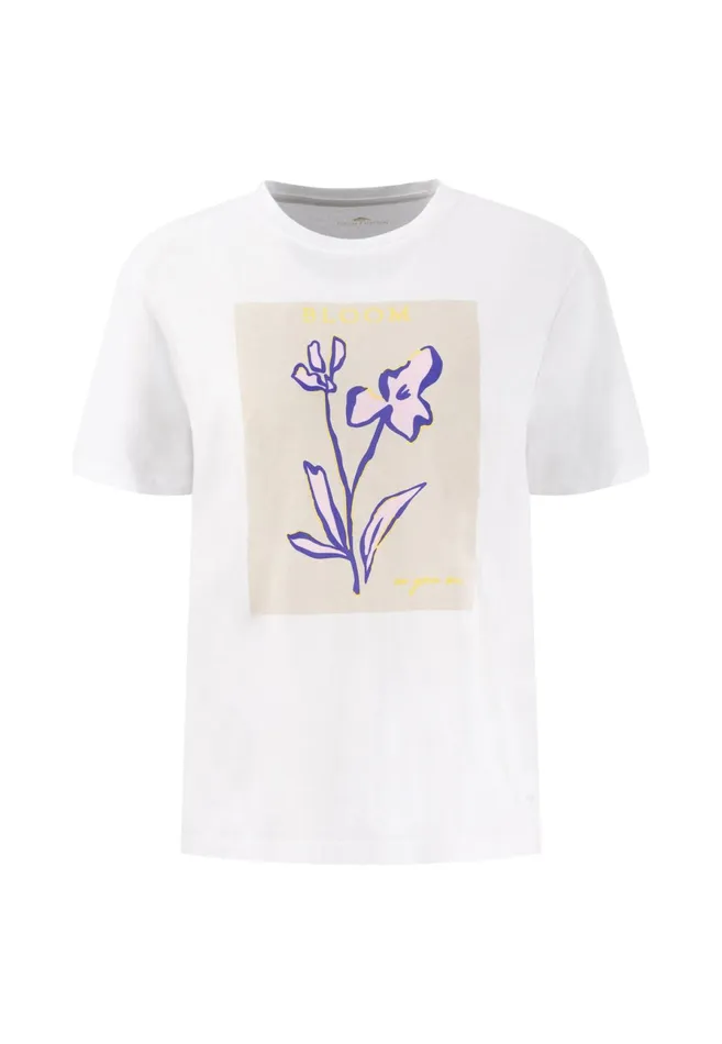 Tshirts Women FYNCHHATTON Tshirt Made Of Modal Cotton Mix And Floral Print White