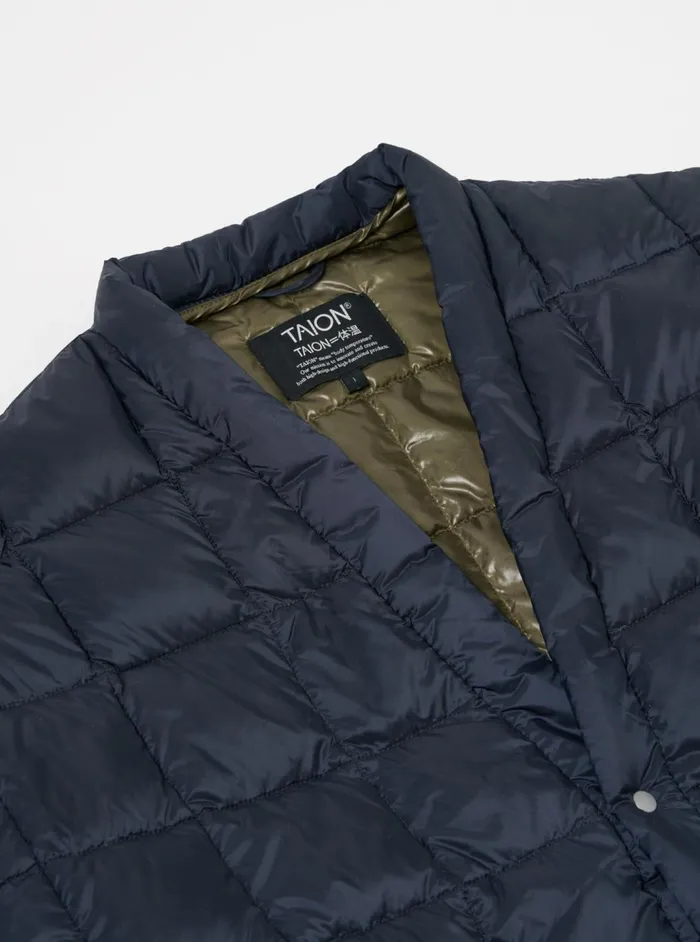 Taion Hanten Down Cardigan In Dark Navy Nylon Men Universal Works Coats and Outerwear