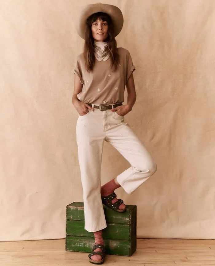 Tees and Sweats The Great The Boxy Crew Khaki