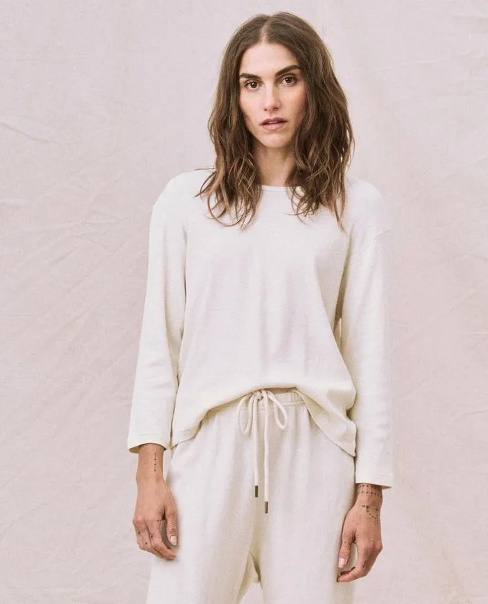 Tees and Sweats The Great The Long Sleeve Recycled Slim Crew Natural