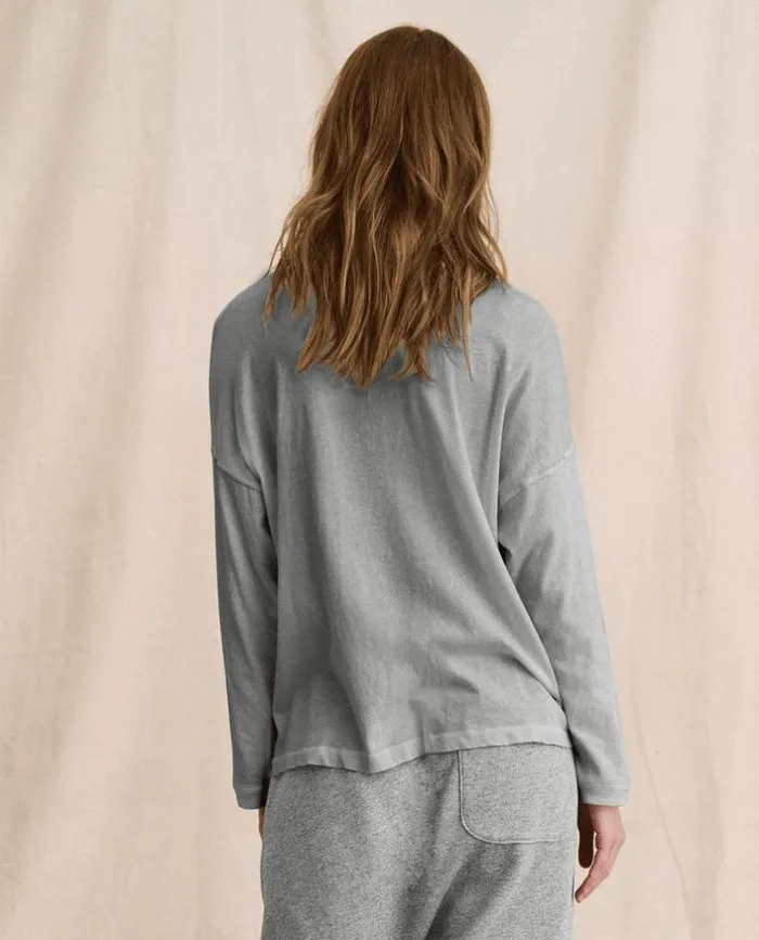 Tees and Sweats The Great The Shrunken Henley Heather Grey