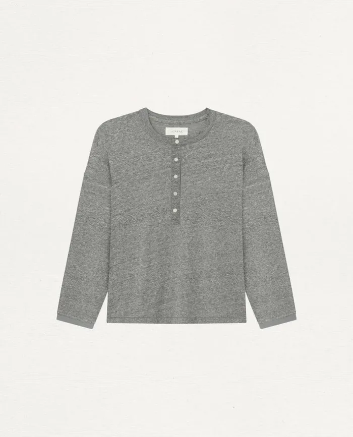 Tees and Sweats The Great The Shrunken Henley Heather Grey