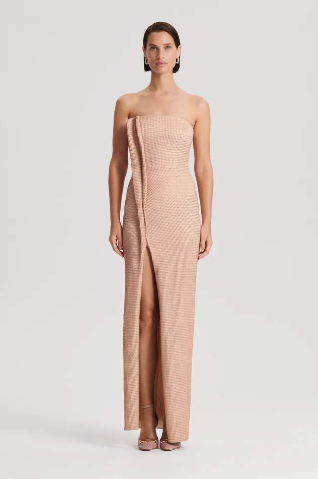 TINSEL GINGHAM GOWN ROSE GOLD Women Dresses Scanlan Theodore