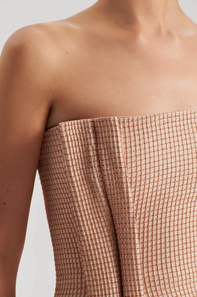 TINSEL GINGHAM GOWN ROSE GOLD Women Dresses Scanlan Theodore
