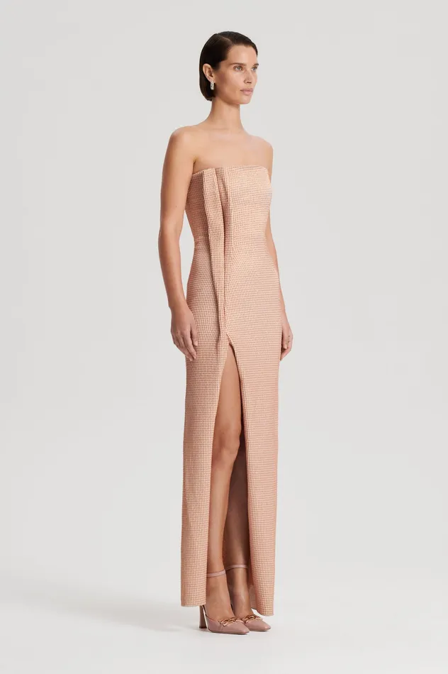 TINSEL GINGHAM GOWN ROSE GOLD Women Dresses Scanlan Theodore