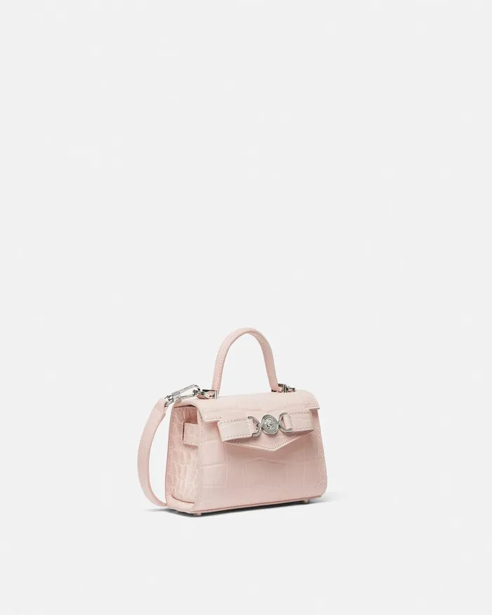 Top Handle Women Versace CrocEffect Medusa 03995 Mini Bag Light Pink