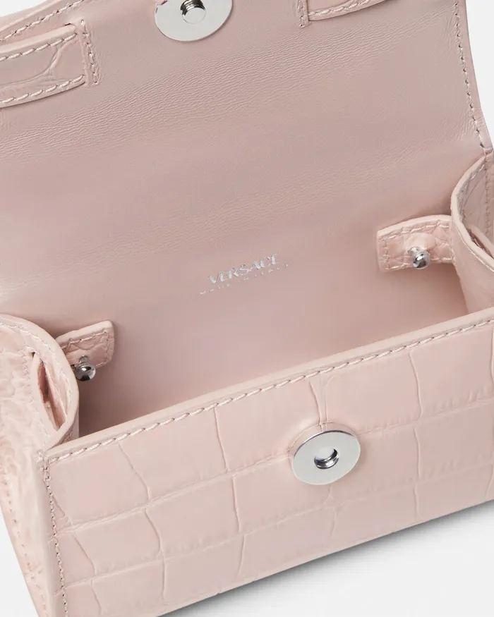 Top Handle Women Versace CrocEffect Medusa 03995 Mini Bag Light Pink